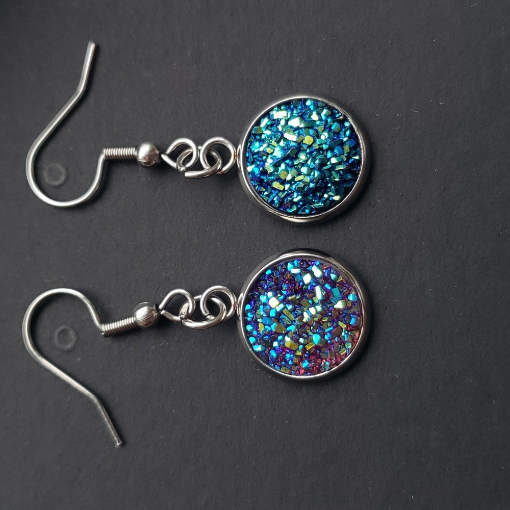 Mermaid blue druzzy earrings 💙
